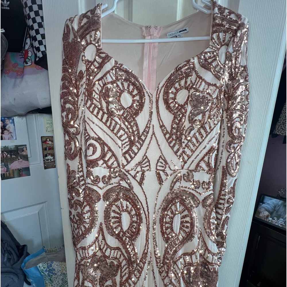 Rosegold Sequin Maxi Dress